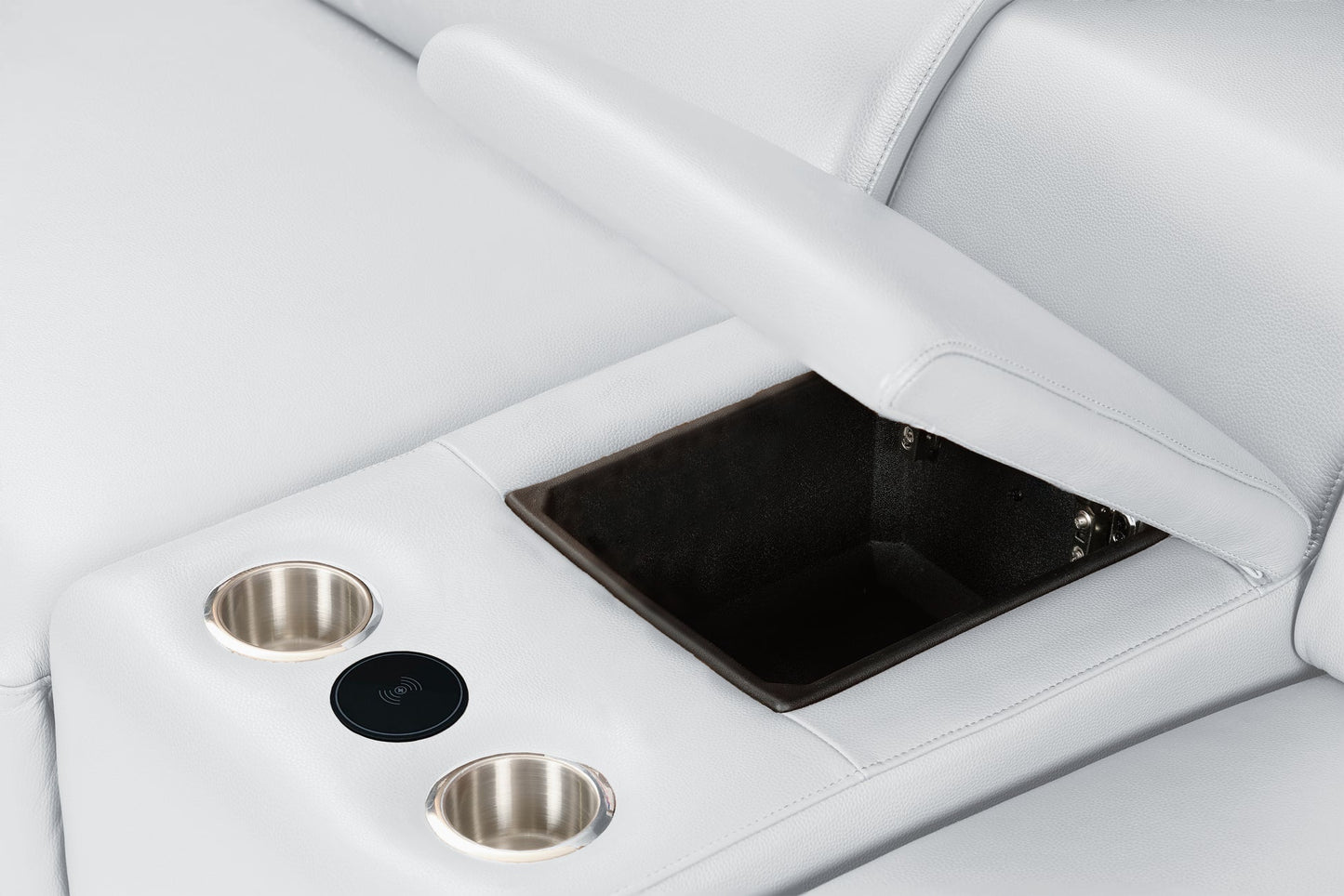 Picasso II White 2-POWER Italian Leather Match 6pc Sectional  MI631