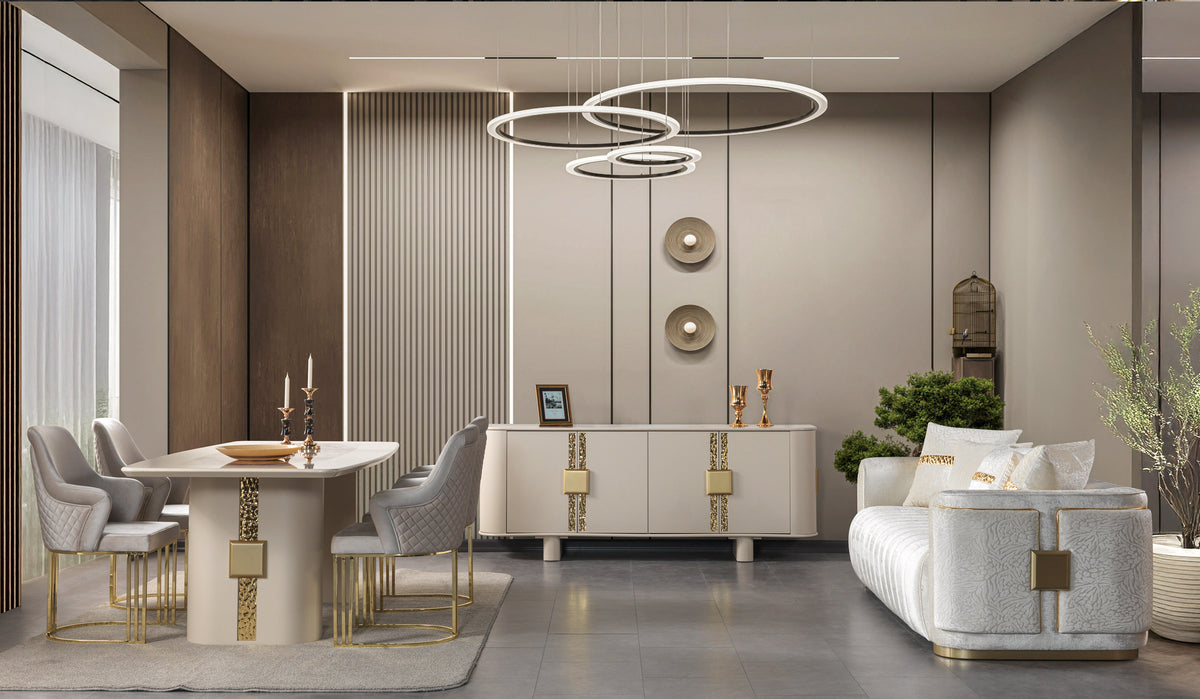 Carlina Ivory Luxury 7-Piece Dining Set