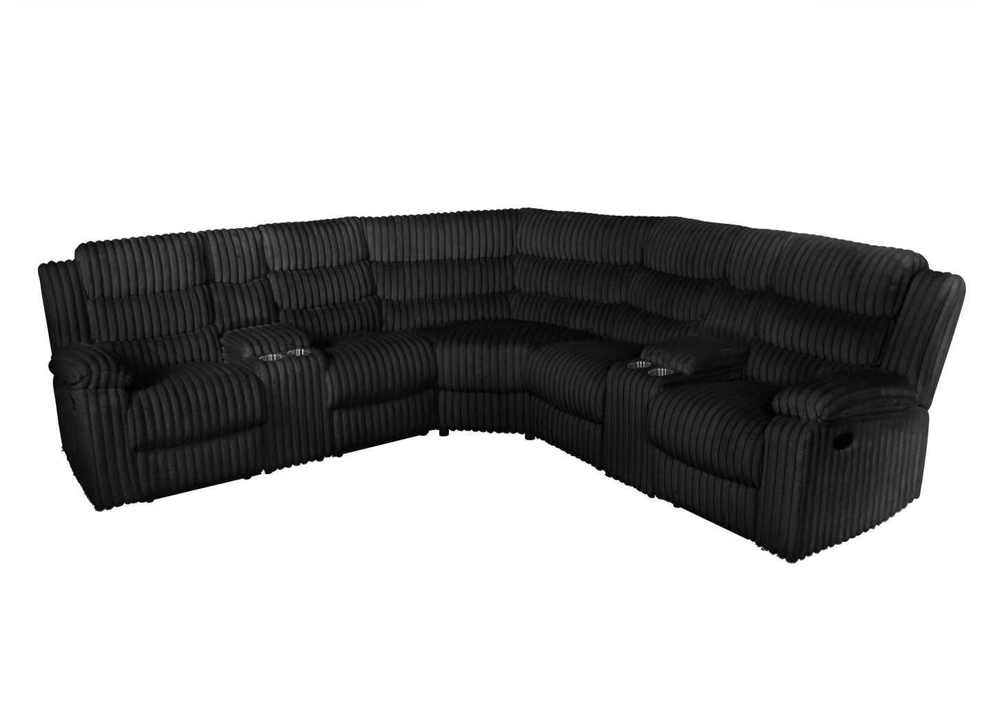 Calantha Black Corduroy Reclining Sectional S3672