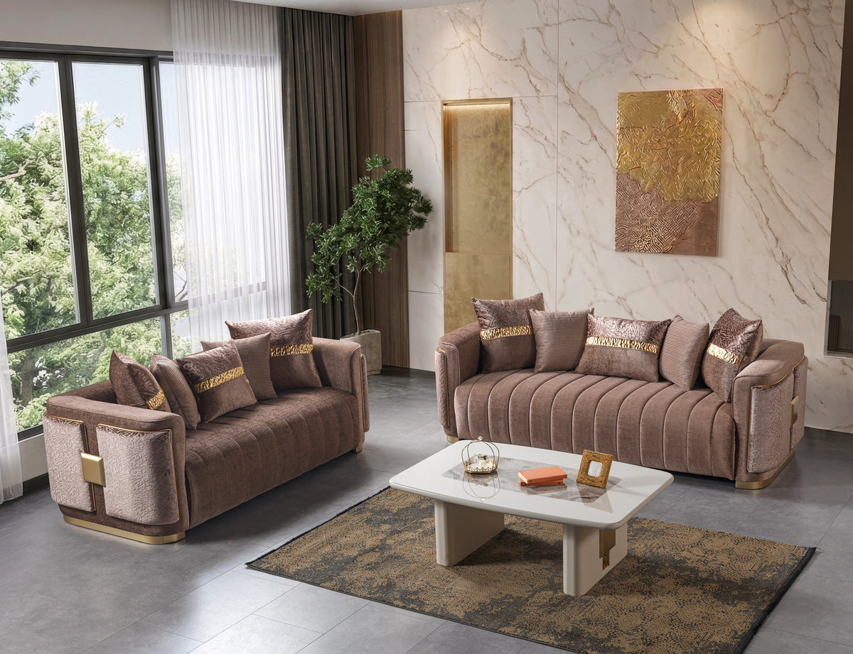 Carlina Coffee Luxury Living Room Set