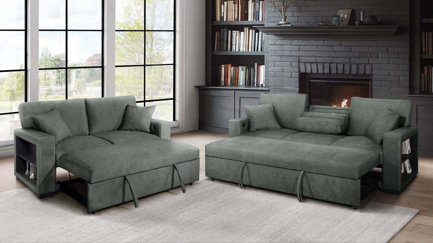 Bexley Grey Fabric Pull-Out Bed Living Room Set S3690