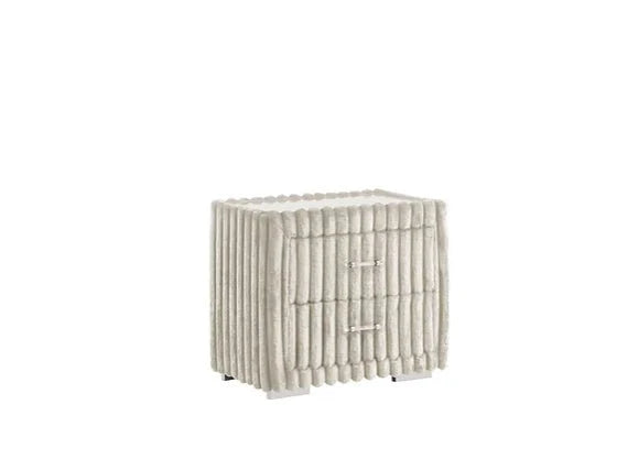 Melinda Cream Corduroy Fabric LED Bedroom Set  B3001