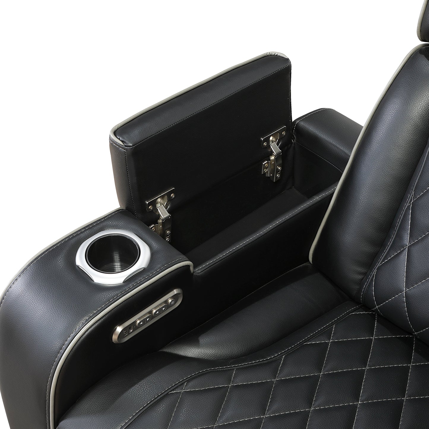 Fairway Black 3pc LED/POWER Reclining Sectional with Consoles and Wireless Speakers