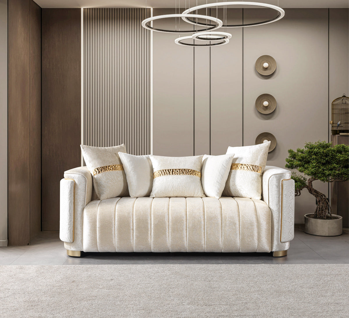 Carlina Ivory Velvet Living Room Set