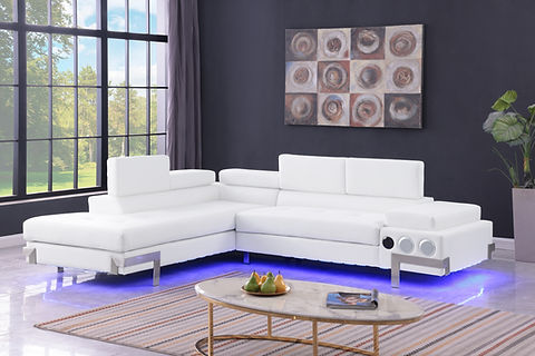 Magic White PU LED/BLUETOOTH SPEAKERS Sectional S1047