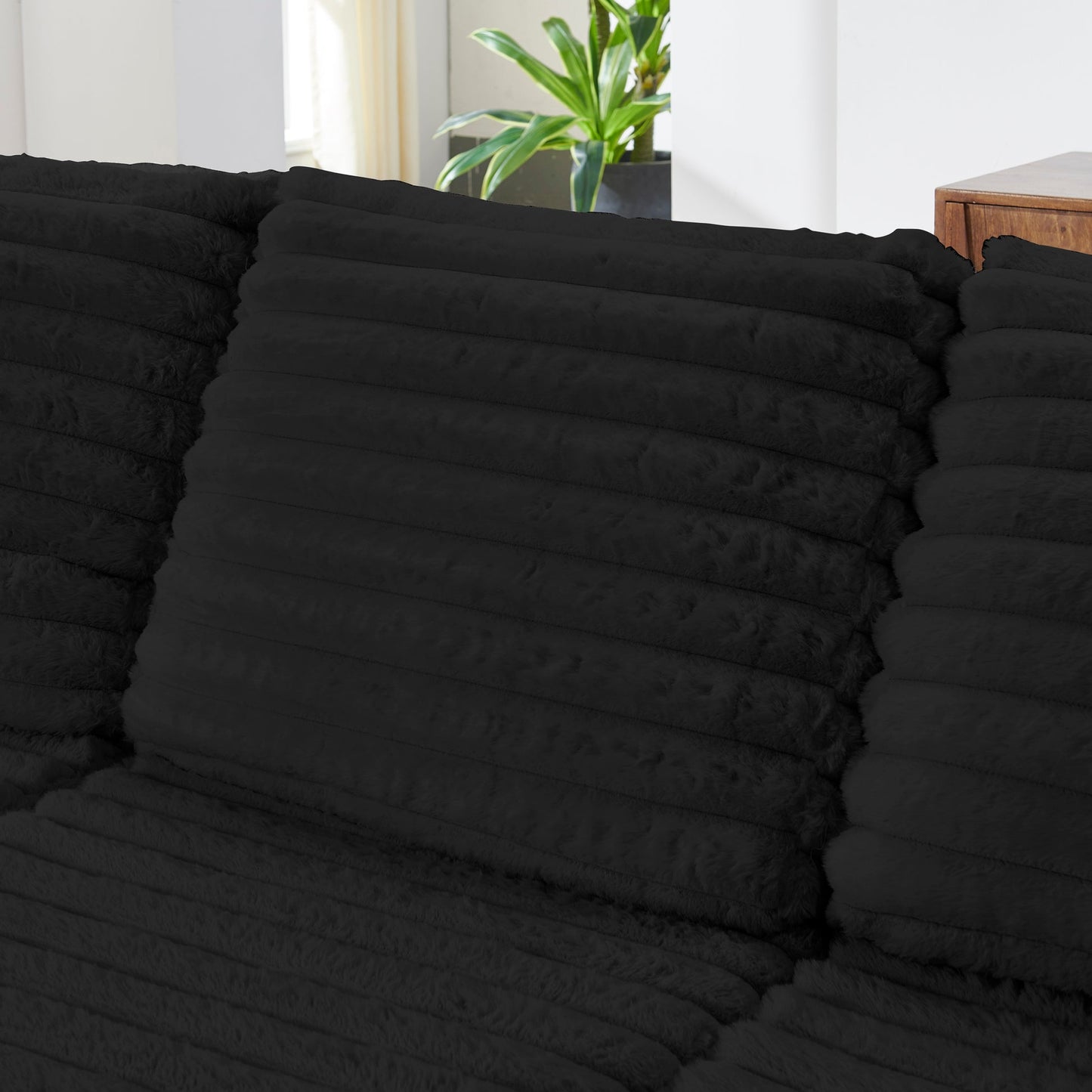 Nuve Black Cord Fabric Sectional S101
