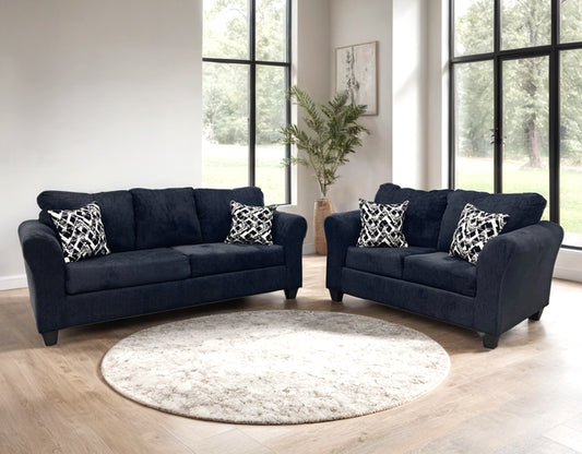 Black Chenille Sofa and Loveseat 210