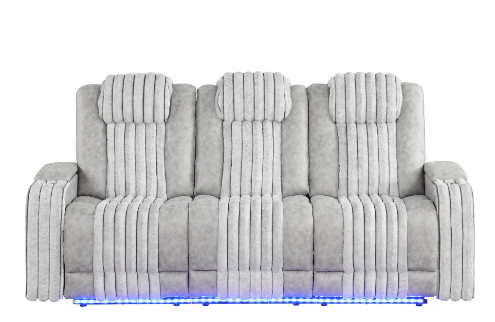 Lita Grey POWER RECLINER/ HEADREST/LED 3pc Living Room Set S4225