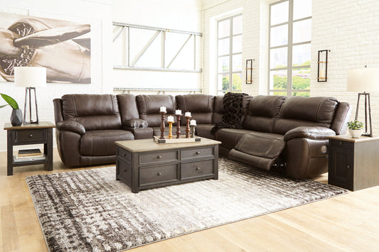 Dunleith Chocolate 6pc  POWER Reclining Sectional U71605