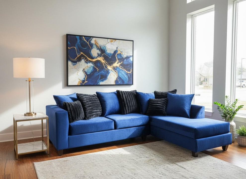 Kora Blue Fabric Sectional S325