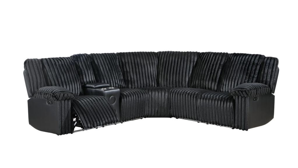 Flash Black Cord Fabric POWER/LED/BLUETOOTH SPEAKERS Reclining Sectional