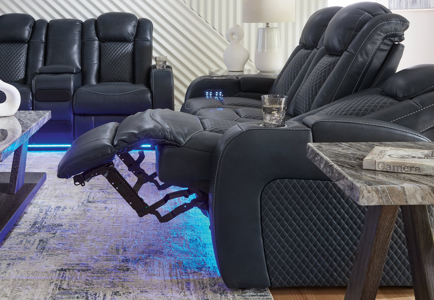 Fyne-Dyme Sapphire Power Reclining Sofa and Loveseat 36603