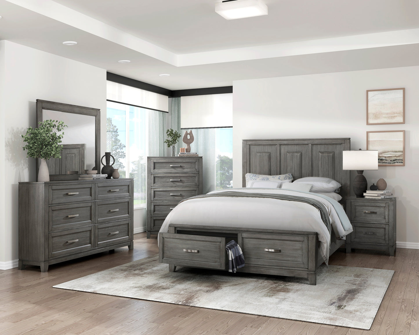 Garretson Grey Finish Platform Bedroom Set 1450