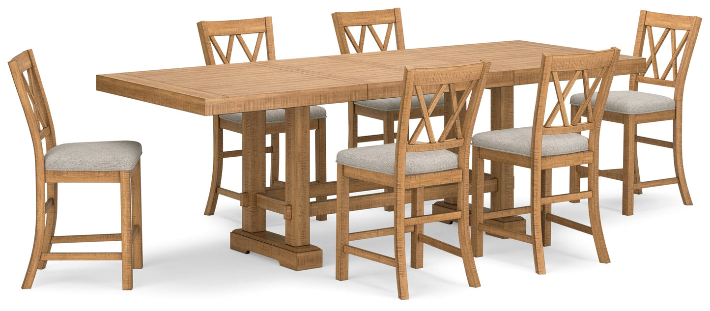 Havonplane Counter Height Dining Table and 6 Barstools in Brown D773