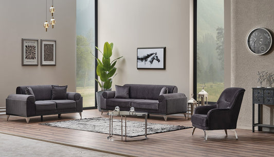 Everest 3-pieces (Sofa & Loveseat & Chair) Livingroom Set Grey