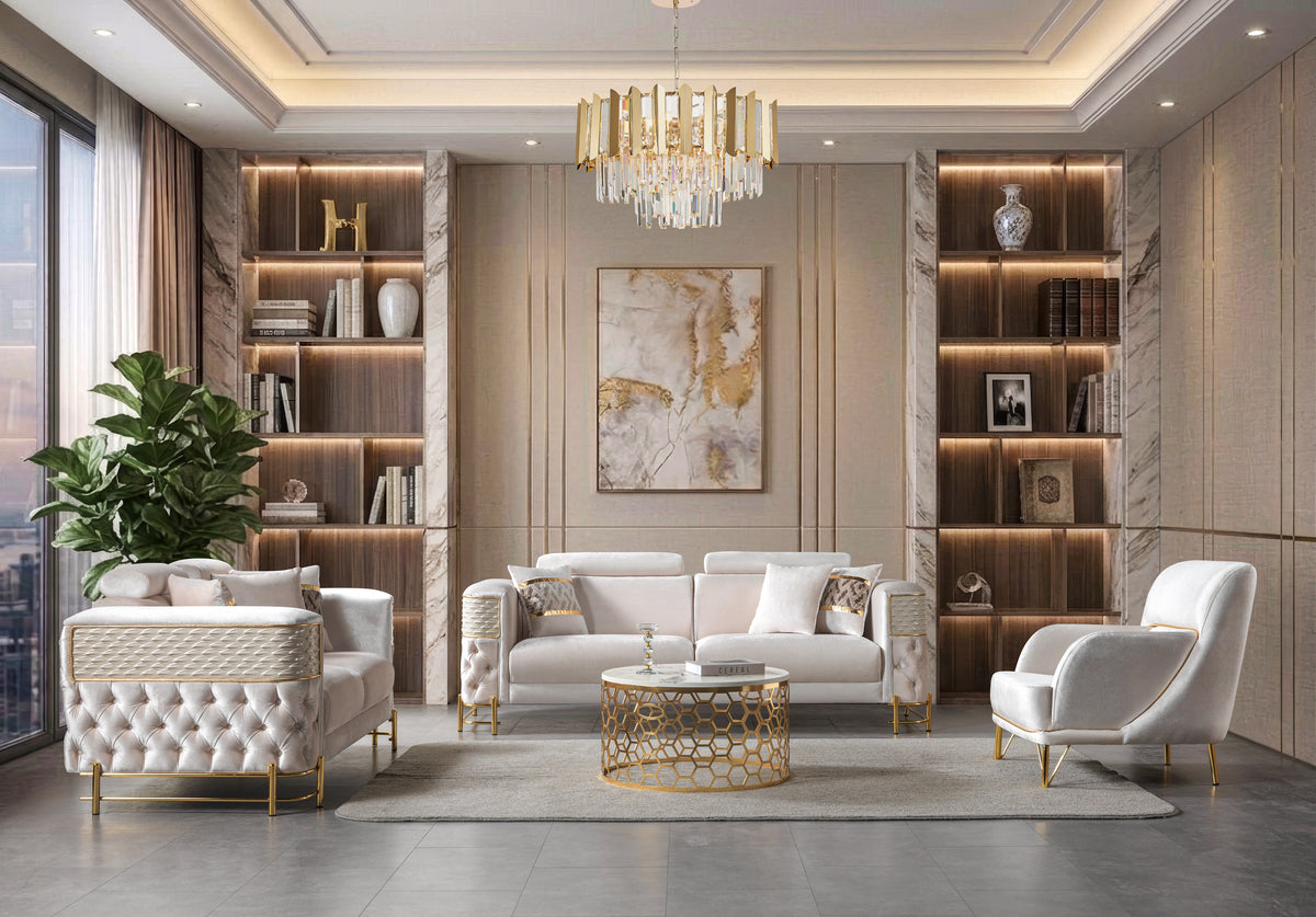 Fabiana Ivory Luxury Living Room Set