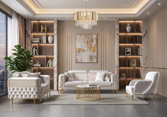 Fabiana Ivory Luxury Living Room Set