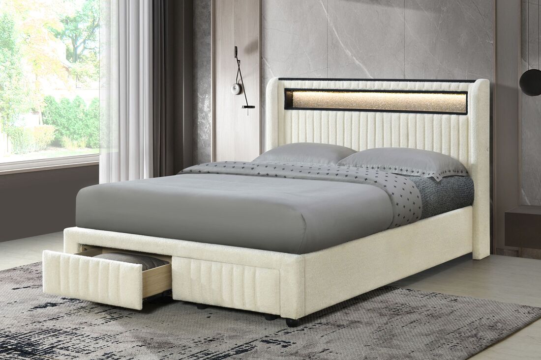 Cupid Beige Fabric Twin Platform Bed