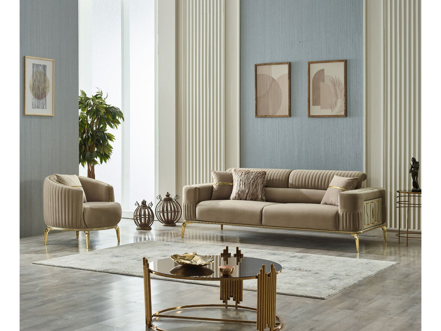 Armoni 3-pieces (Sofa & Loveseat & Chair) Livingroom Set Beige