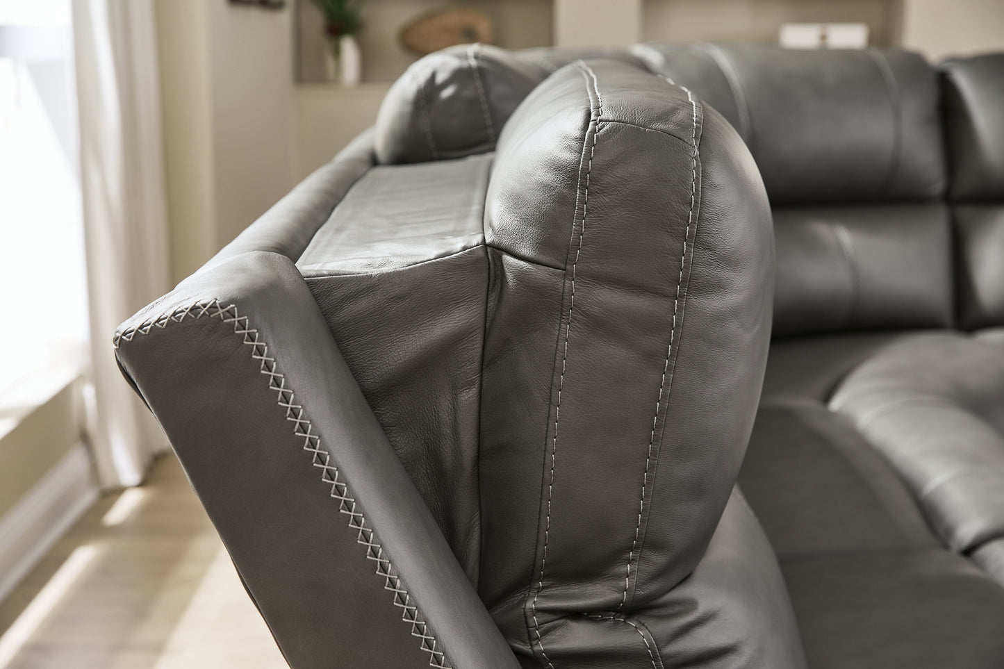 Bleckley Anchor POWER/TOP GRAIN LEATHER 6pc Reclining Sectional| PCU1200131