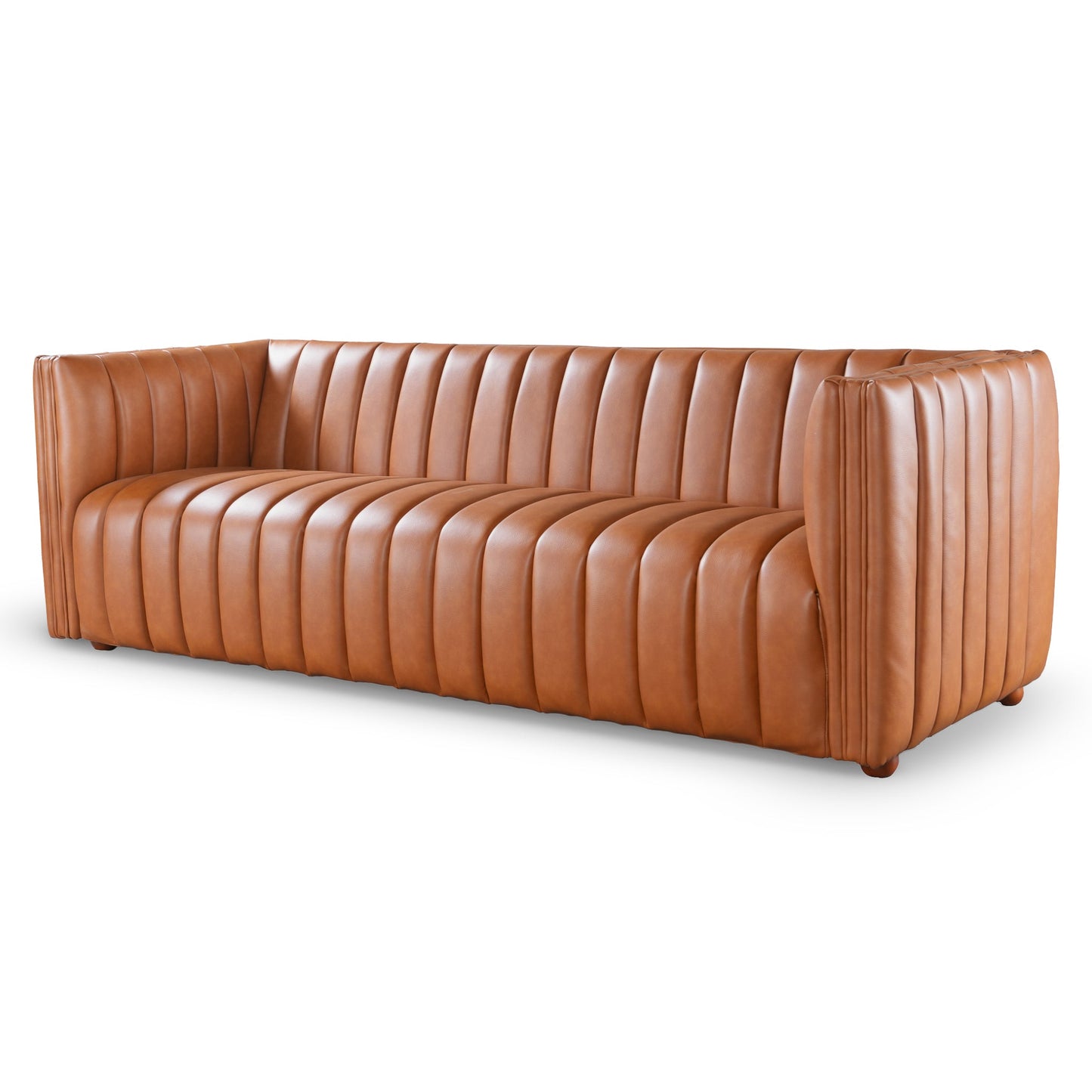 April 86" Cognac GENUINE LEATHER Sofa