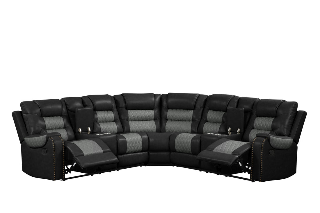 Jordon2 Black 2tone  Reclining Sectional