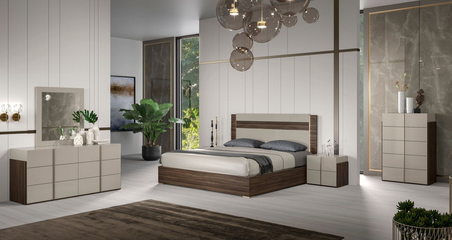 Aryan Collection Beige LED Italian Bedroom Set
