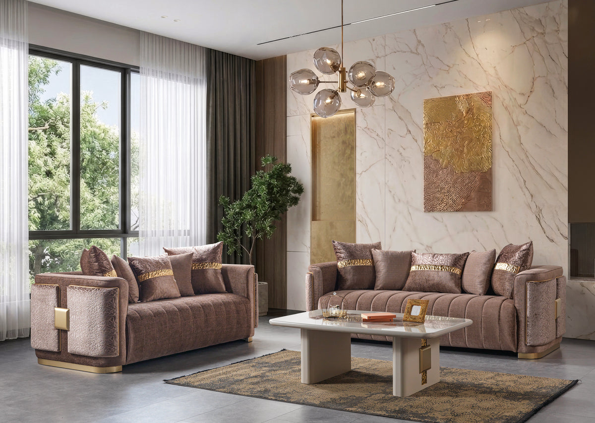 Carlina Coffee Luxury Living Room Set