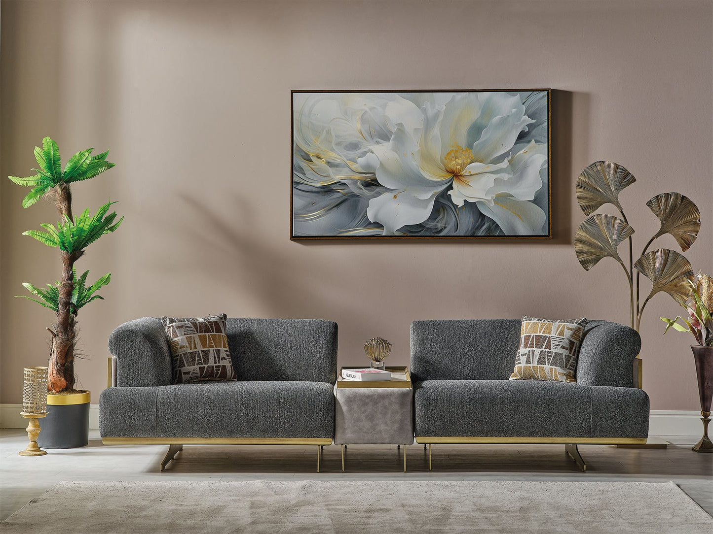 Urla 4-pieces (Sofa & Module Sofa & 2 Chair) Livingroom Set Grey