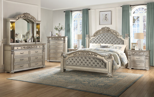 Platinum Silver Classic Luxury Bedroom Set