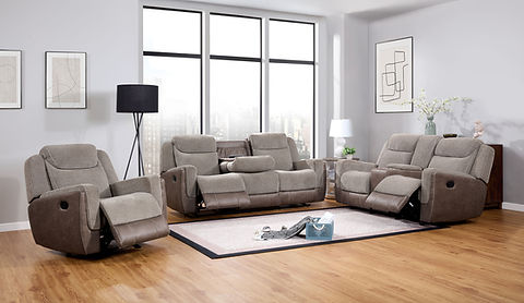 Nisa Brown Chenille/Air Leather 3pc Reclining Set S9871