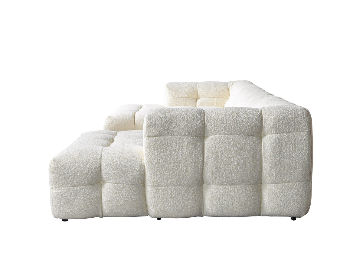 Ivy Ivory Boucle Double Chaise 146" Sectional