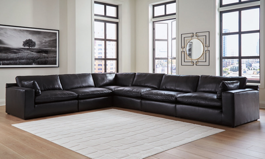 Emilia Black GENUINE LEATHER 6pc Sectional 30902