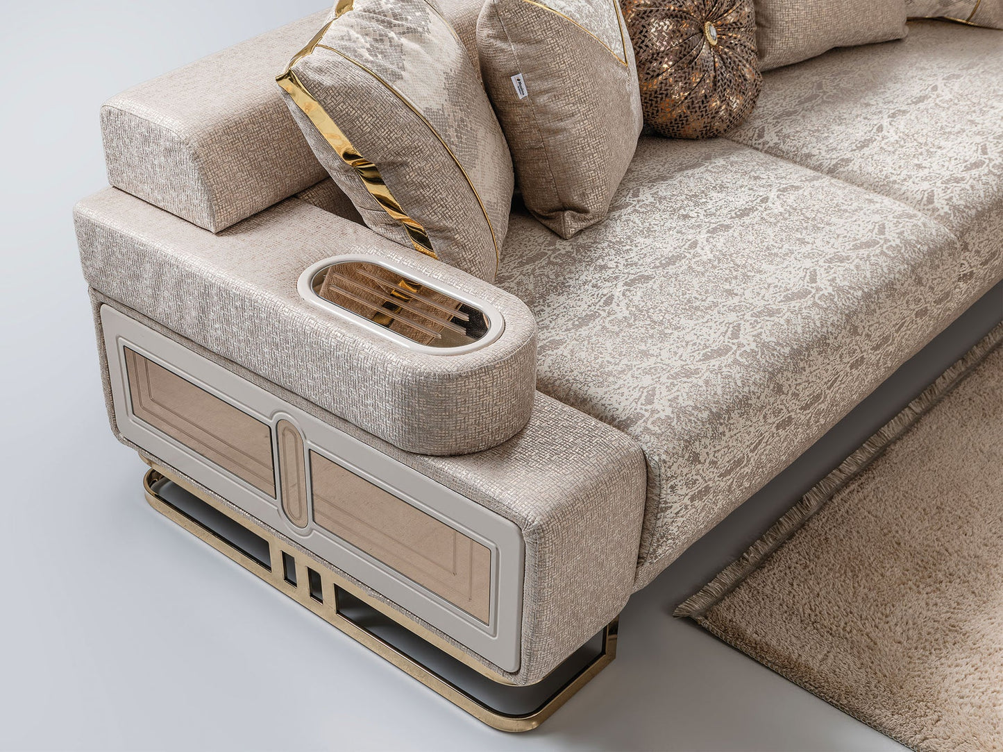 Monza 3-pieces (Sofa & Loveseat & Chair) Livingroom Set Cream