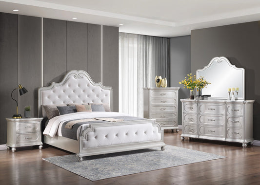 Roma Silver Finish Luxury Bedroom Set