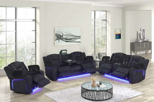 Hulk10 Black Cord LED/BLUETOOTH SPEAKERS 3pc Reclining Set