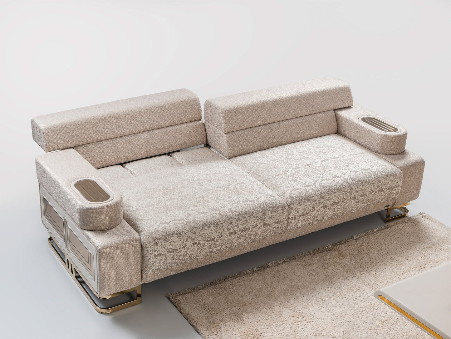 Monza 3-pieces (Sofa & Loveseat & Chair) Livingroom Set Cream