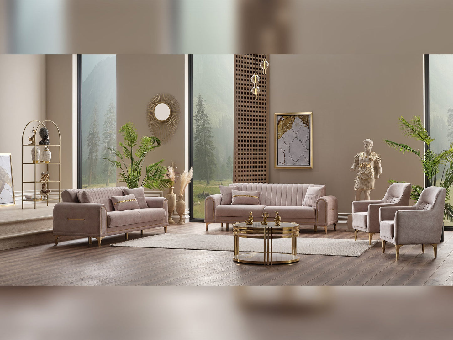 Orion 3-pieces (Sofa & Loveseat & Chair) Livingroom Set Cream