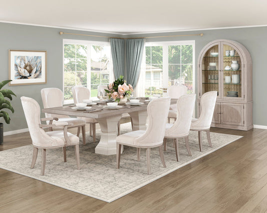 Lofton Light Gray/Ivory Extendable Dining Set 6018