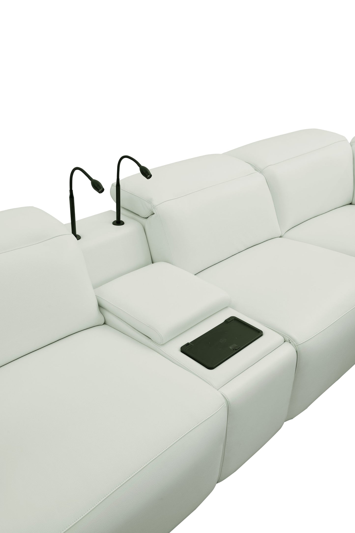 Holly White Italian Leather/Match POWER Reclining Corner Sectional (3 Power Recliners + 1 Console) MI-2520