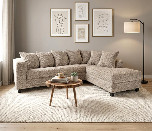 610 Mocha Teddy Bear Fabric Sectional