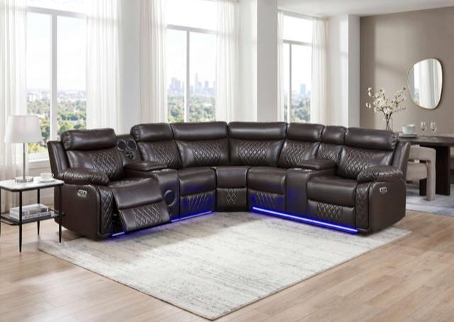 Cipher Brown POWER/LED/BLUETOOTH SPEAKERS/SUBWOOFER Sectional 8315