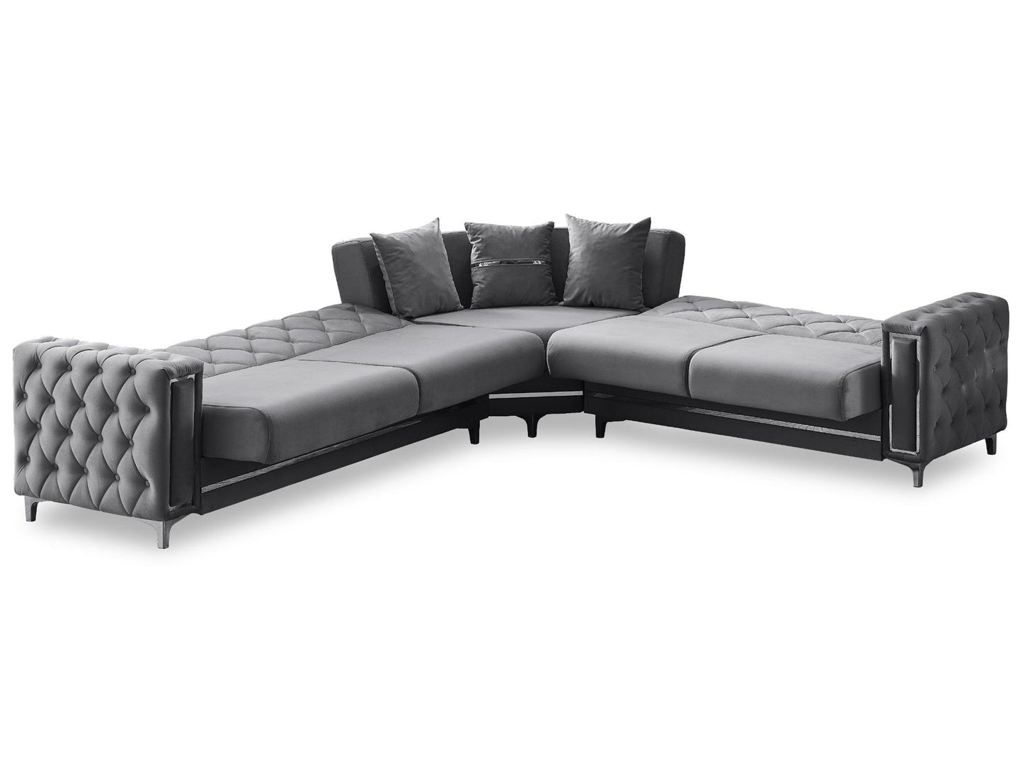 Bolivya Convertible Sectional Sofa Grey