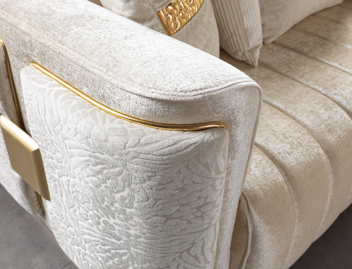 Carlina Ivory Velvet Living Room Set