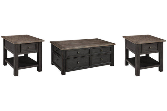 Tyler Creek Grayish Brown/Black Coffee Table and 2 End Tables T736