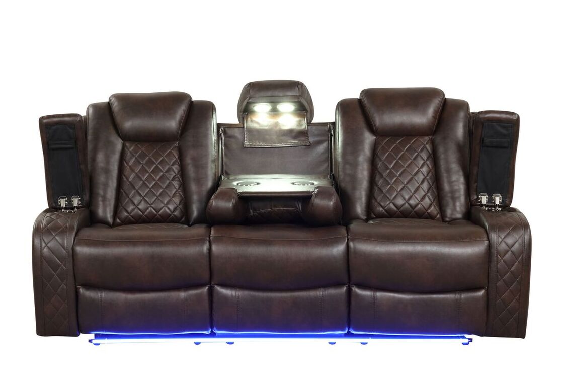 Luz Brown BLUETOOTH SPEAKERS/LED 3pc Reclining Set