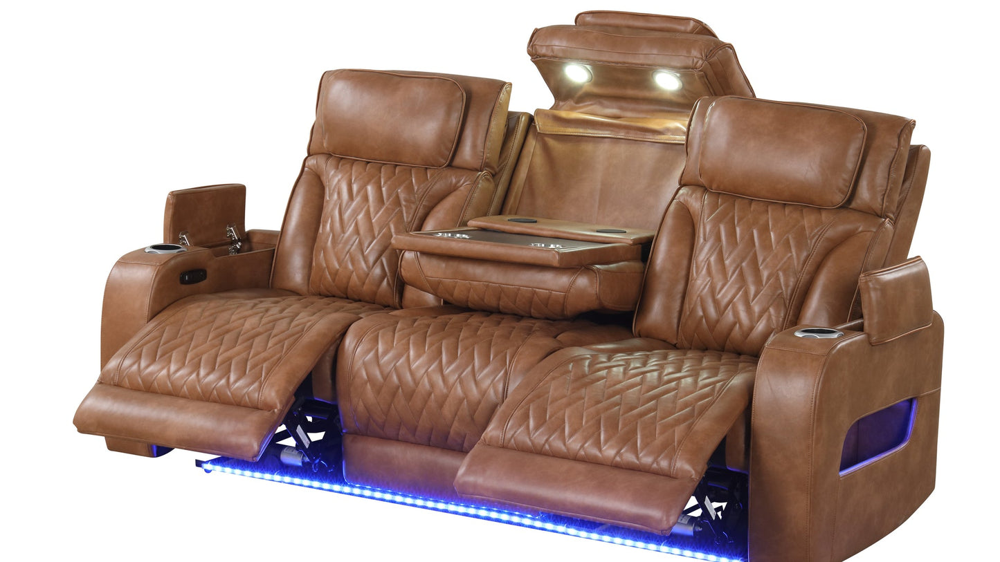 Skyline Brown POWER/LED/BLUETOOTH SPEAKERS 3pc Reclining Set