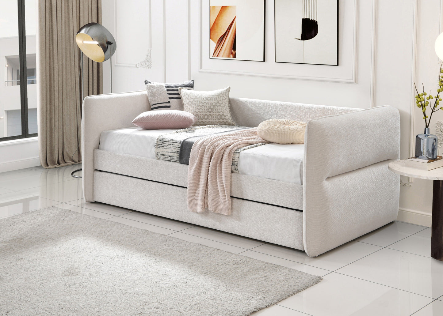 Philipa Oatmeal Tweed Daybed with Trundle 5324