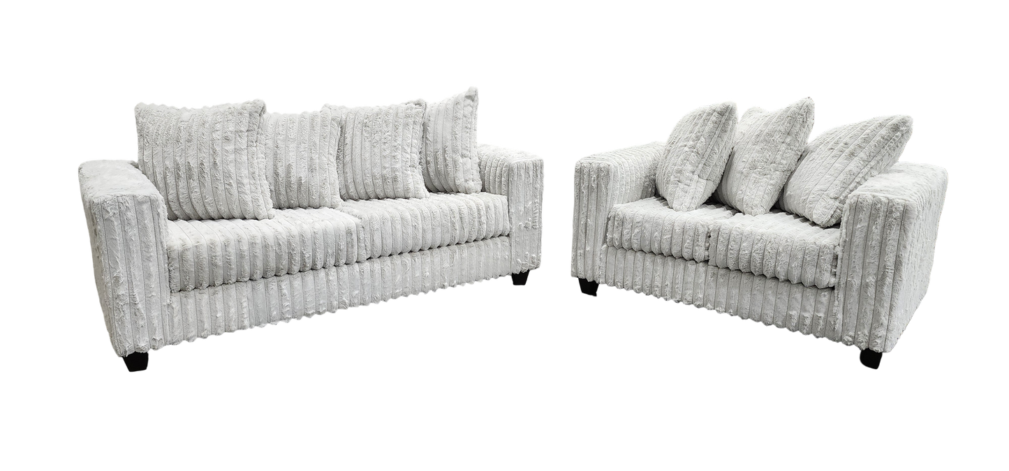 Gia Silver Stripe Fabric Sofa and Loveseat S300