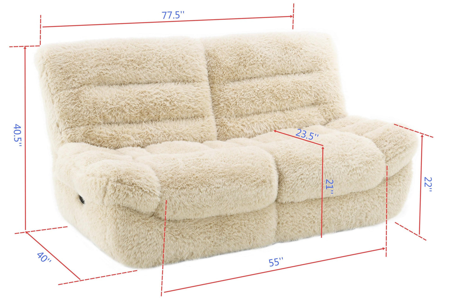 Fernand Beige Shaggy ULTRA PLUSH 3pc Reclining Set S3003